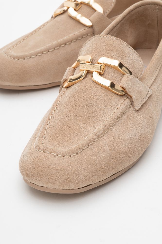 kadin-deri-tokali-loafer-BEJ SUET-KYL252710-0090673_0